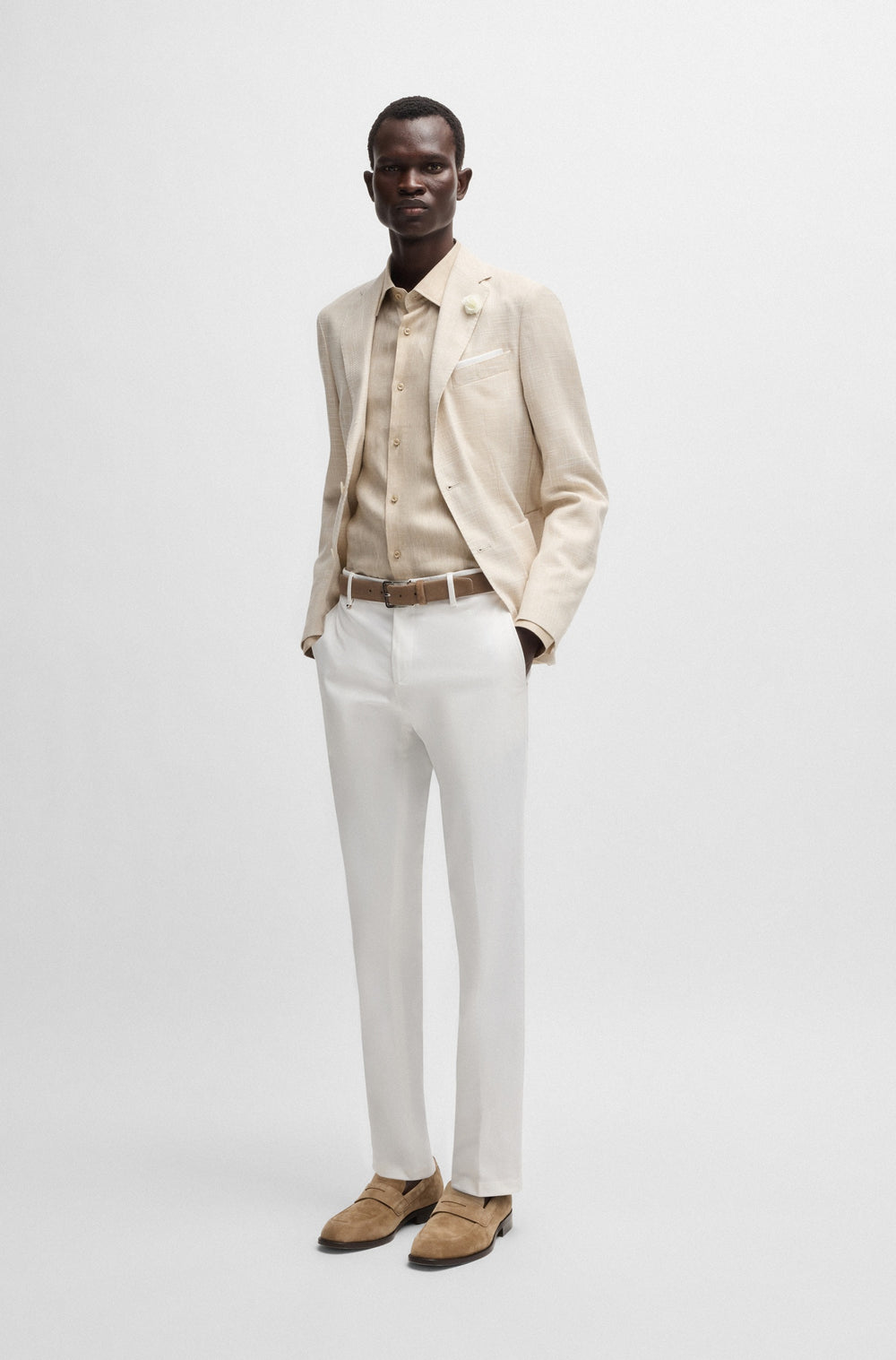 BOSS Trousers Slim Fit in Cotton Mix - C-GENIUS-DTL-WG-252F 10261959 01-50539970- Concorde Fashion#color_white-100