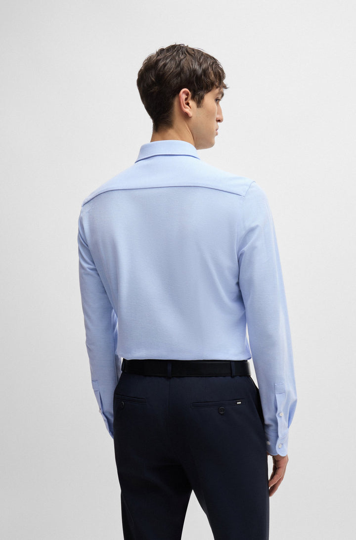 BOSS Formal Shirts Slim Fit in Cotton - P-HANK-SPREAD-243 10262046 01-50527675- Concorde Fashion#color_blue-450