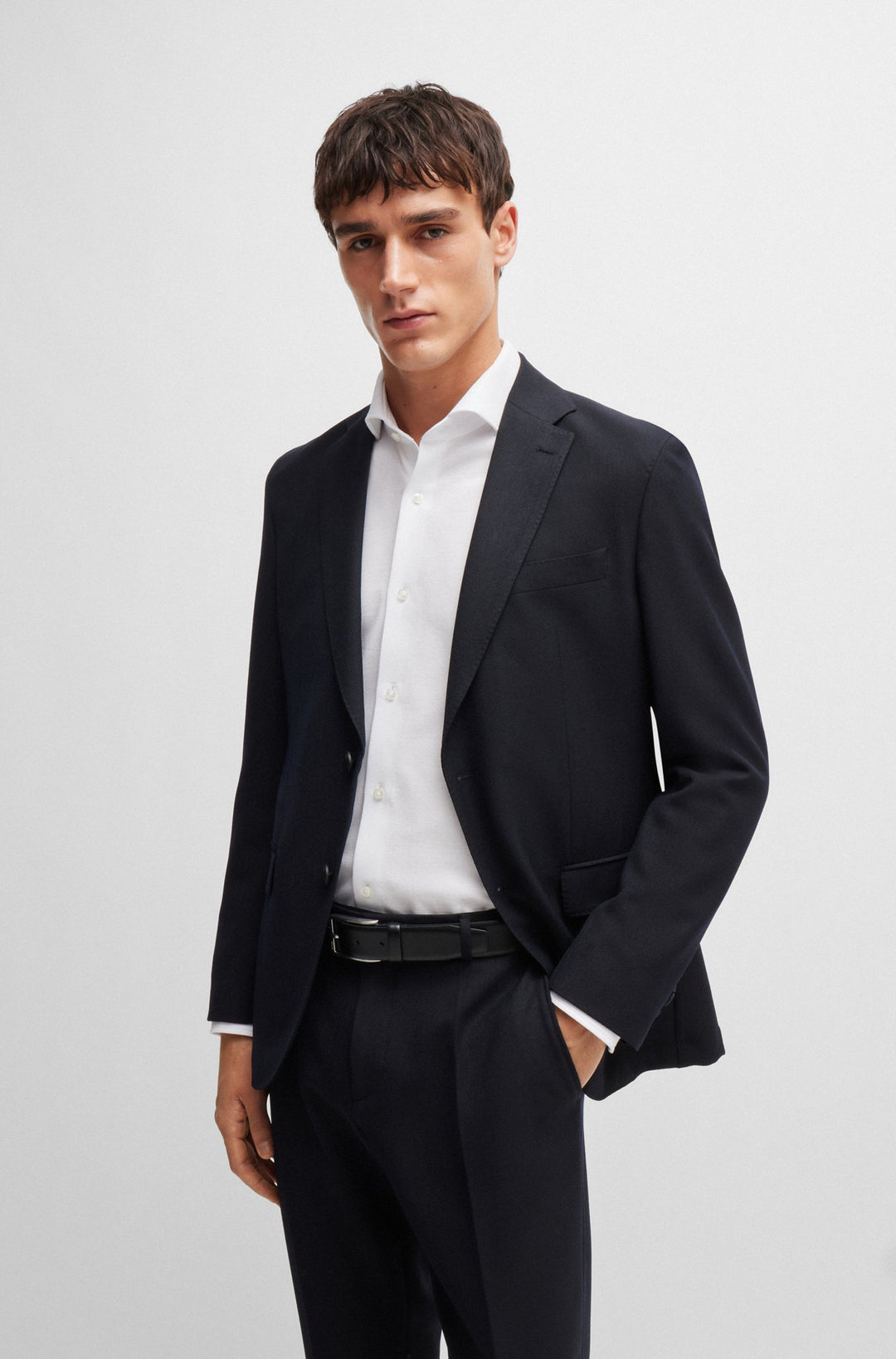 BOSS Formal Shirts Slim Fit in Cotton - P-HANK-SPREAD-243 10262046 01-50527675- Concorde Fashion#color_white-100