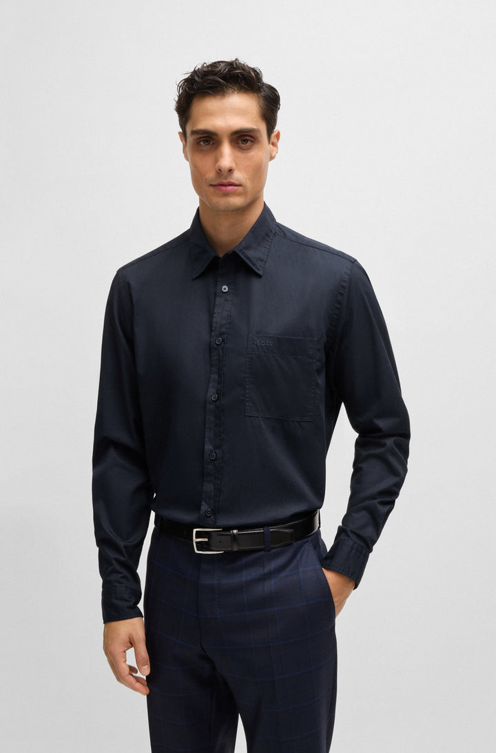 BOSS Formal Shirts Regular Fit in Cotton - H-LIAM-KENT-E-1P-243 10262057 01-50520284- Concorde Fashion#color_navy-404