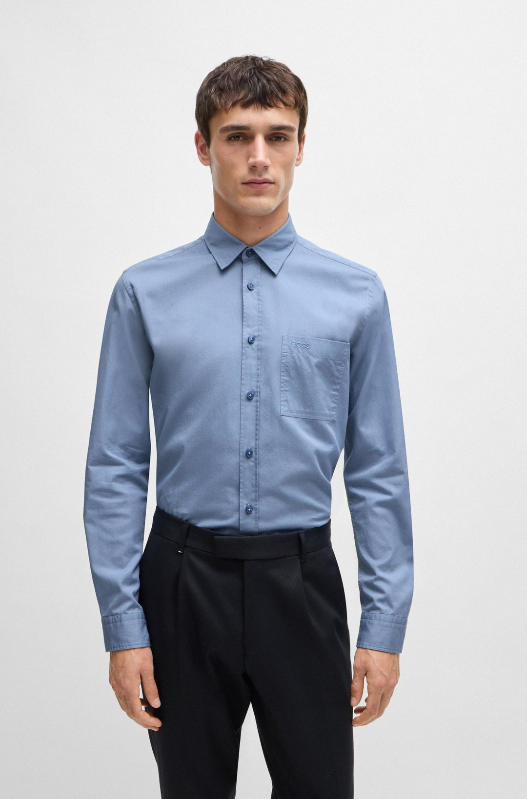 BOSS Formal Shirts Regular Fit in Cotton - H-LIAM-KENT-E-1P-243 10262057 01-50520284- Concorde Fashion#color_blue-490