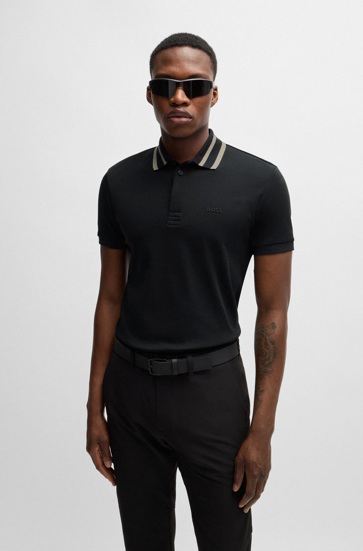 BOSS Polos Regular Fit in Cotton - PAULE 10262274 01-50525172- Concorde Fashion#color_black-001