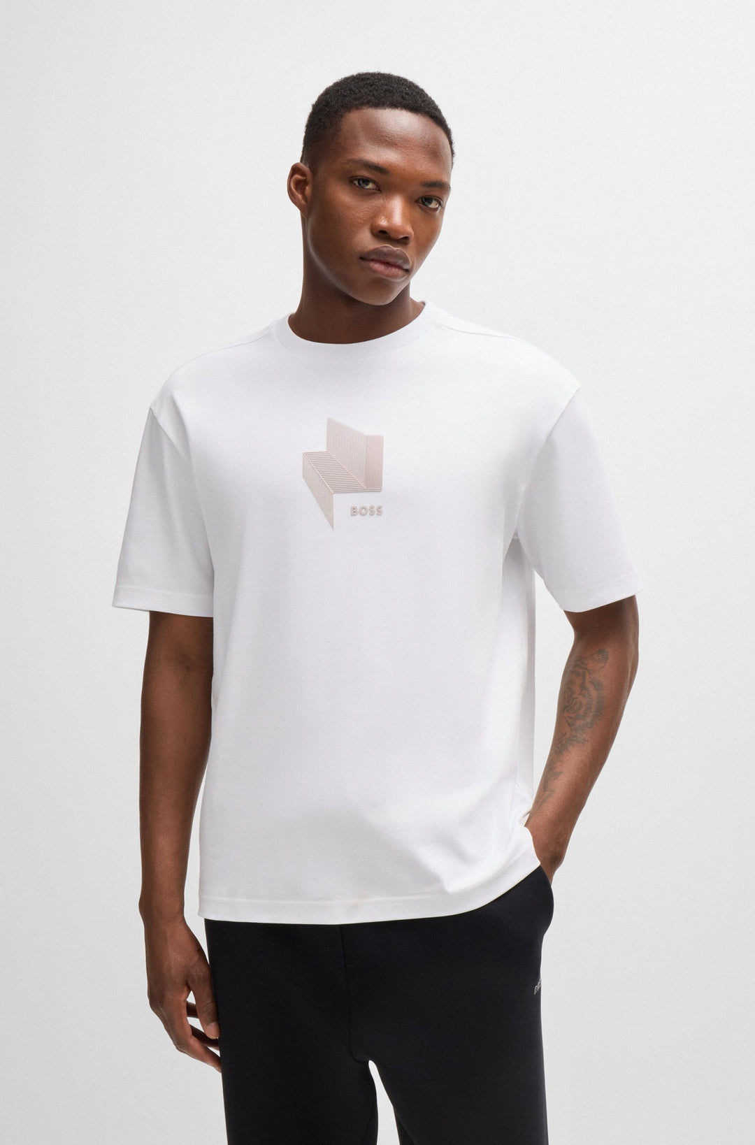 BOSS T-Shirts Relaxed Fit in Cotton - TEE MIRROR 1 10262274 01-50525231- Concorde Fashion#color_white-100