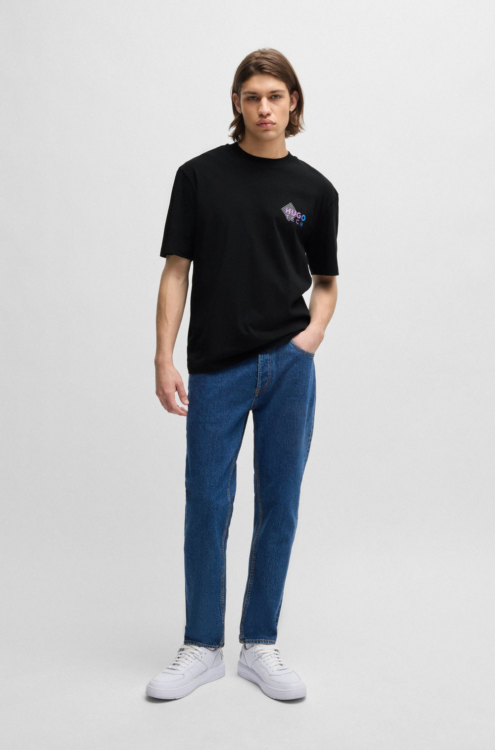 HUGO T-Shirts Regular Fit in Cotton - NEPORY 10262283 01-50519066- Concorde Fashion#color_black-001