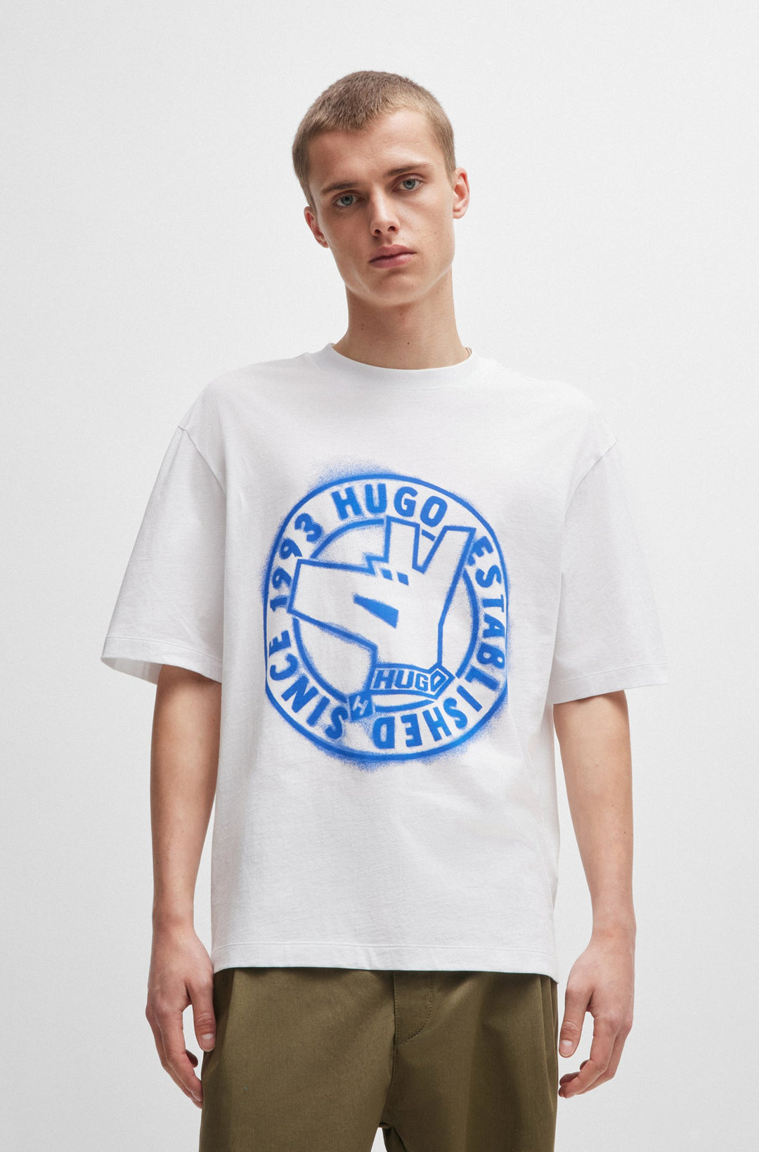 HUGO T-Shirts Regular Fit in Cotton - NORIELES 10262283 01-50519387- Concorde Fashion#color_white-100