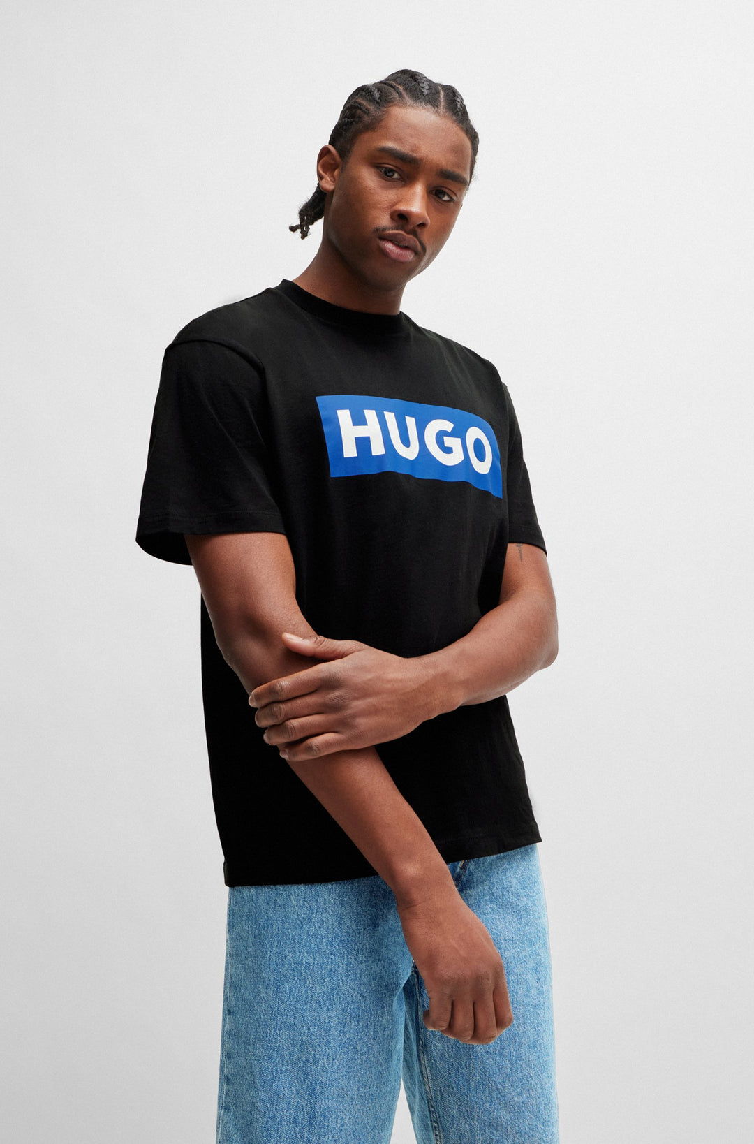関税・送料込【HUGO】Noretto 01 BLUE 半袖Tシャツ NORETTO T-shirt with contrast print brand HUGO BLUE