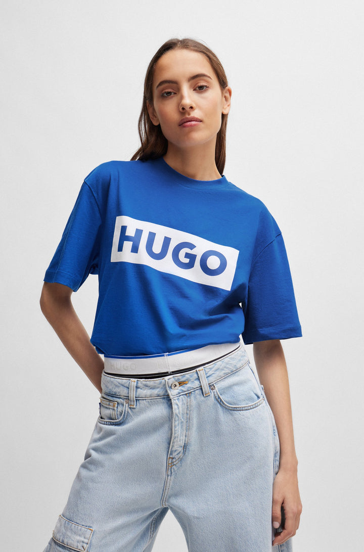 HUGO BLUE Regular Fit T-Shirts in Cotton - NICO 10262283 01-50522376- Concorde Fashion#color_blue-493