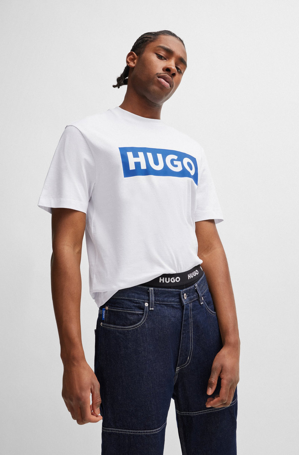 HUGO BLUE Regular Fit T-Shirts in Cotton - NICO 10262283 01-50522376- Concorde Fashion#color_white-100