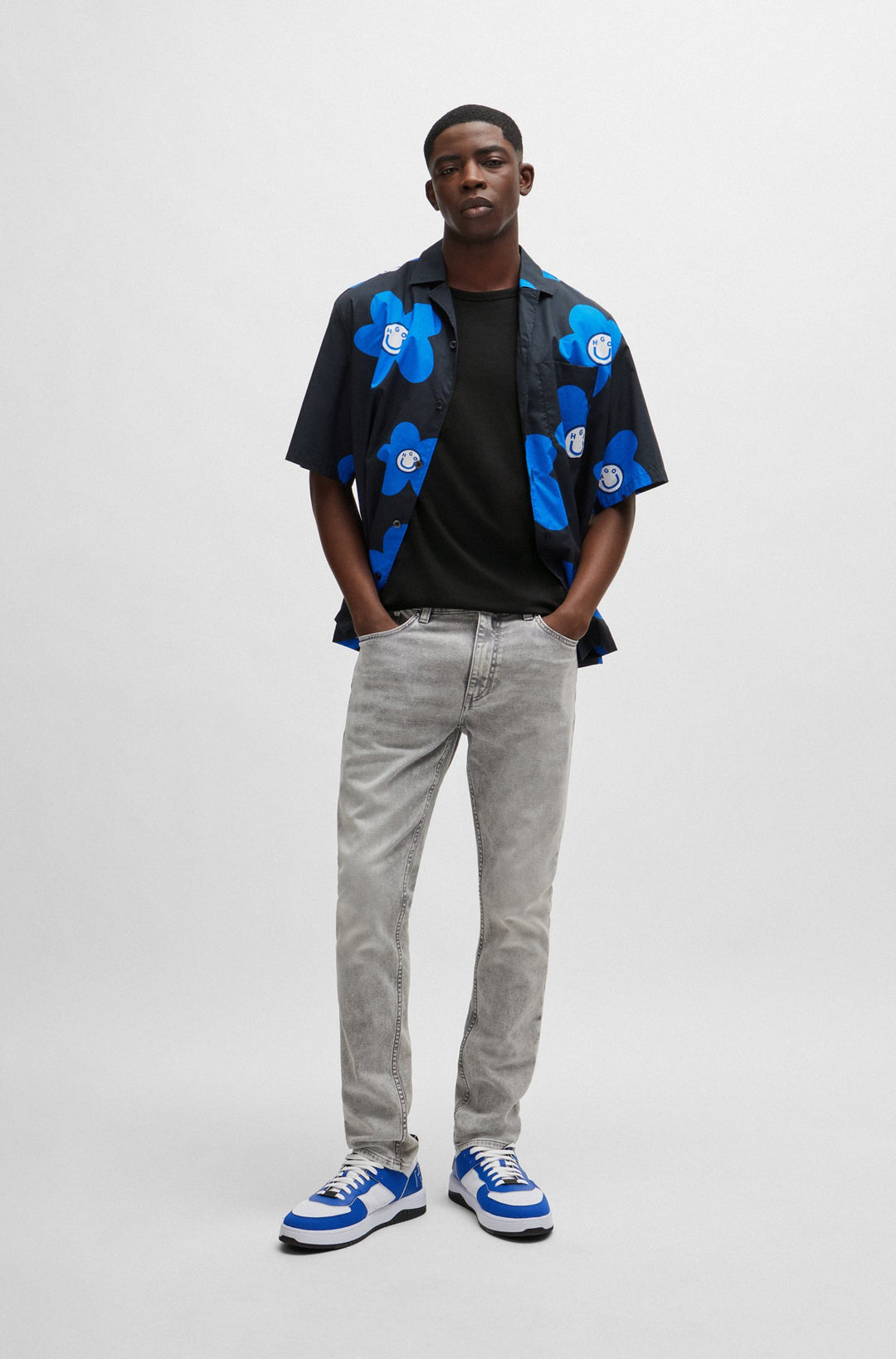 HUGO BLUE Regular Fit T-Shirts in Cotton - BLUE3_NAOLO 10262283 01-50522382- Concorde Fashion#color_black-001