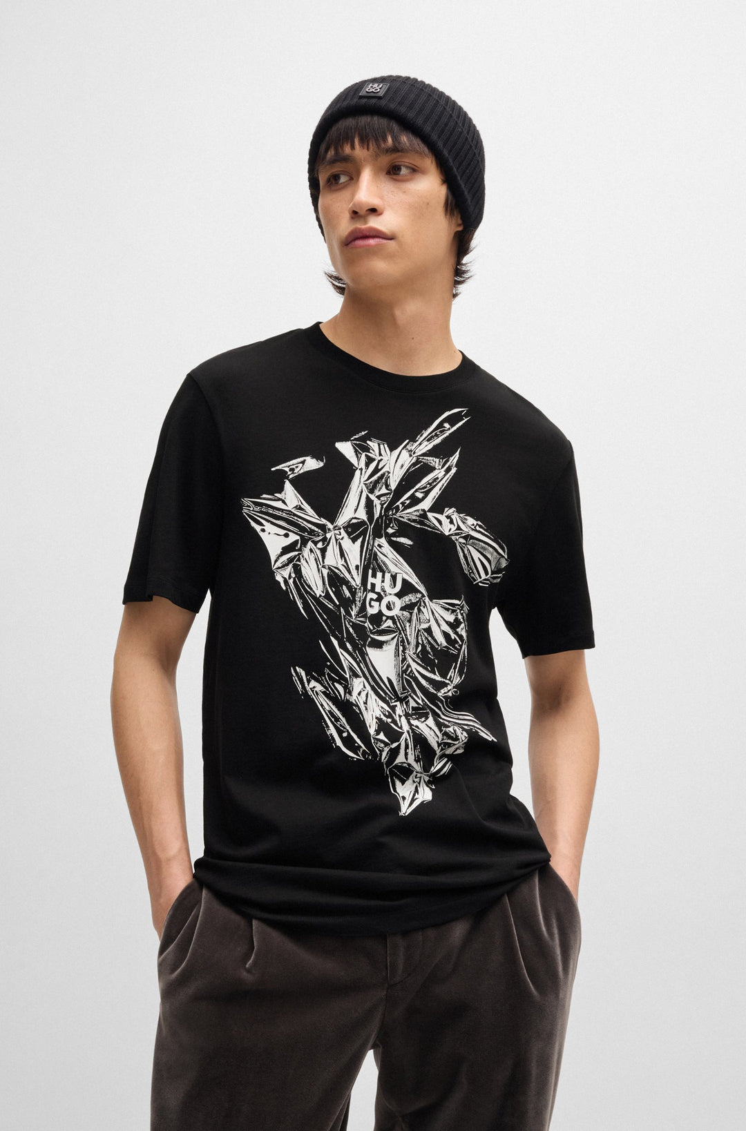 HUGO T-Shirts Regular Fit in Cotton - DIAKROMIO 10262283 01-50524023- Concorde Fashion#color_black-001