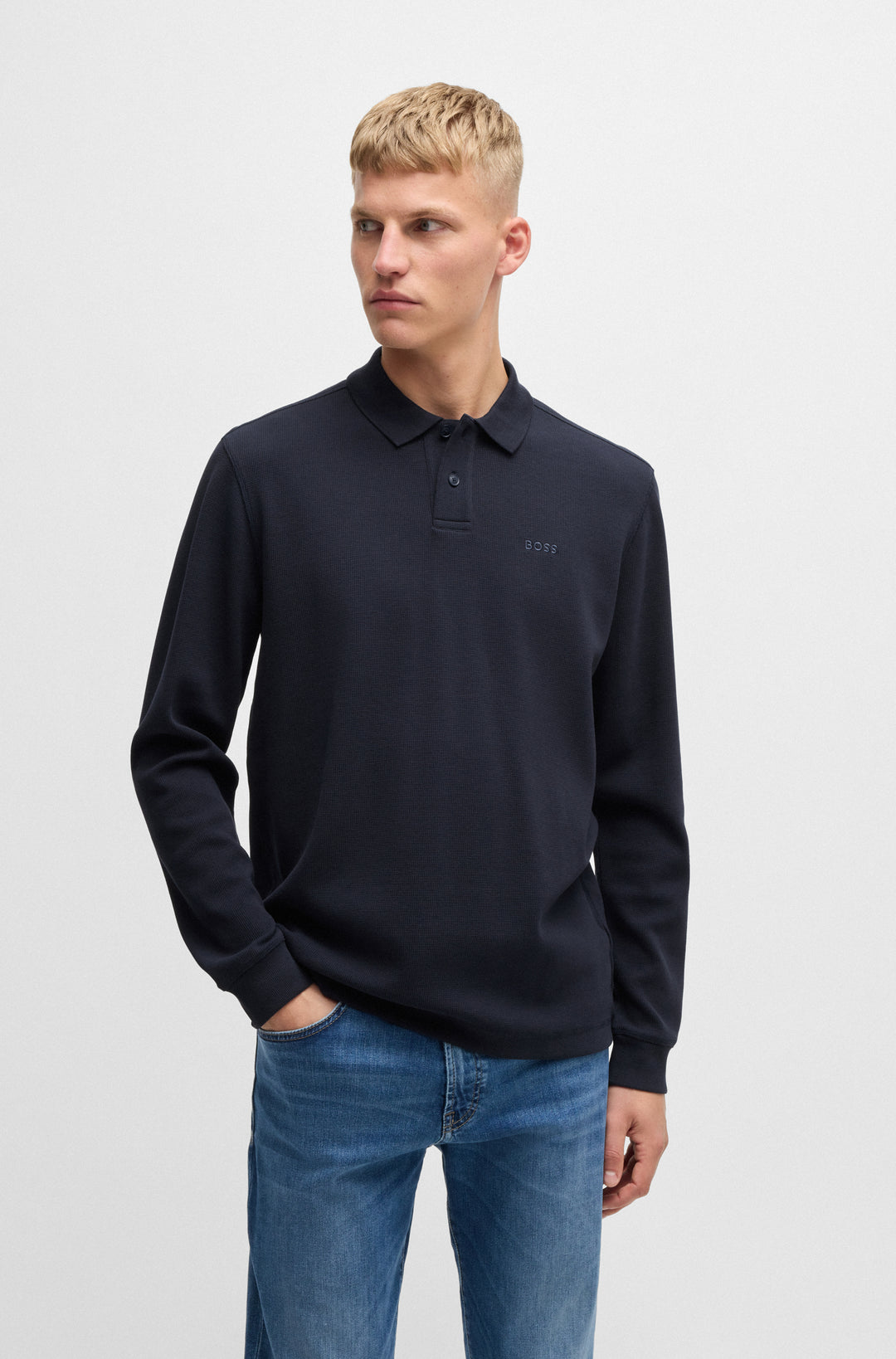 BOSS Polos Regular Fit in Cotton Mix - PETEMPESTOLONG 10262290 01-50520710- Concorde Fashion#color_navy-404