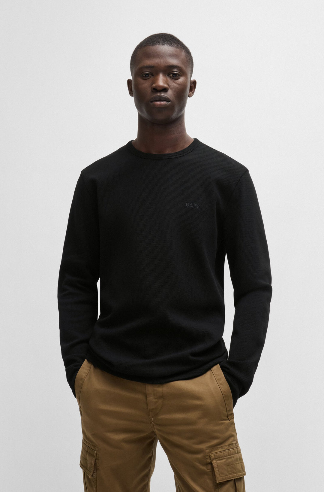 BOSS T-Shirts Regular Fit in Cotton Mix - TEMPESTO 10262290 01-50520725- Concorde Fashion#color_black-001