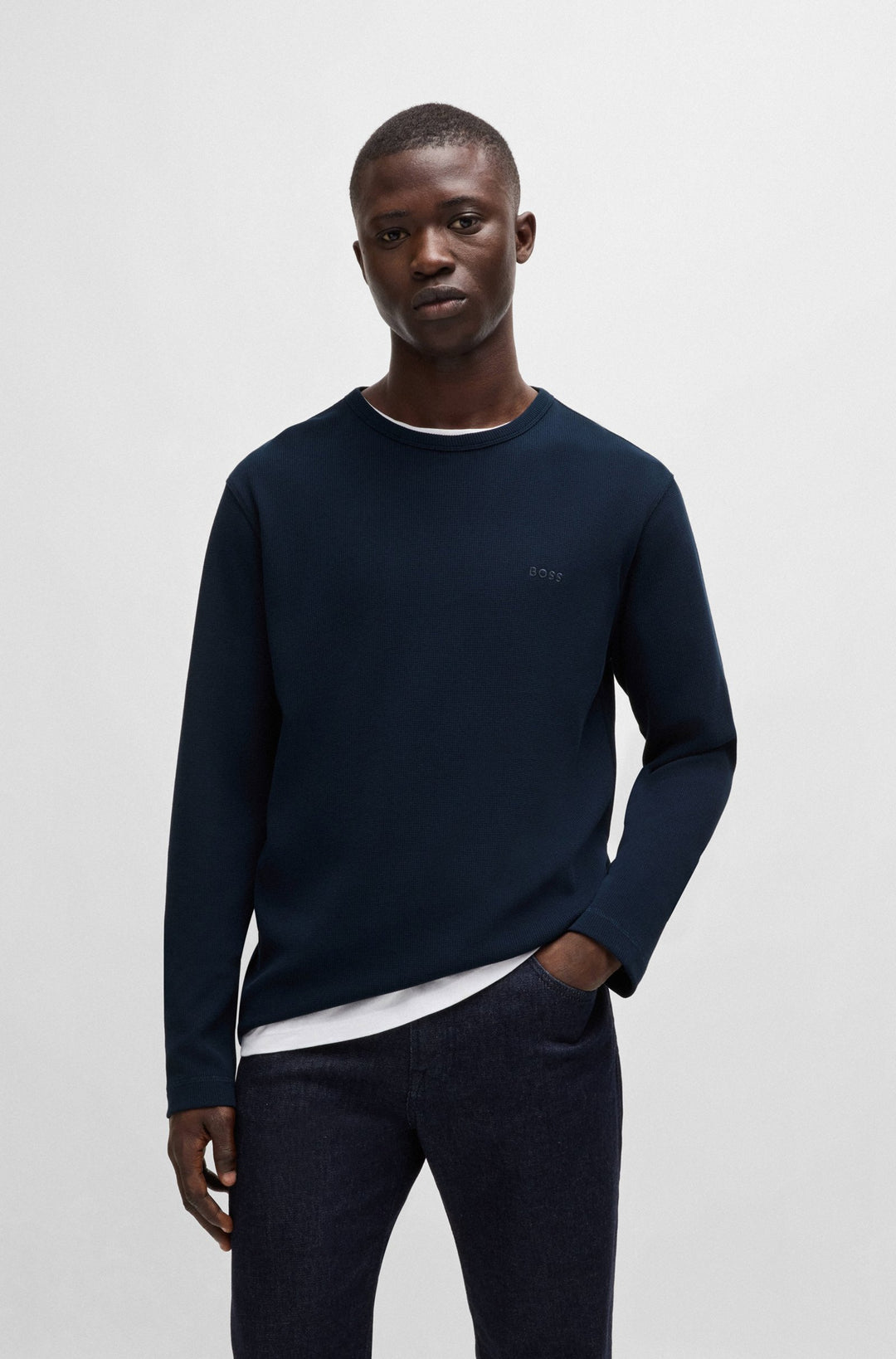 BOSS T-Shirts Regular Fit in Cotton Mix - TEMPESTO 10262290 01-50520725- Concorde Fashion#color_navy-404