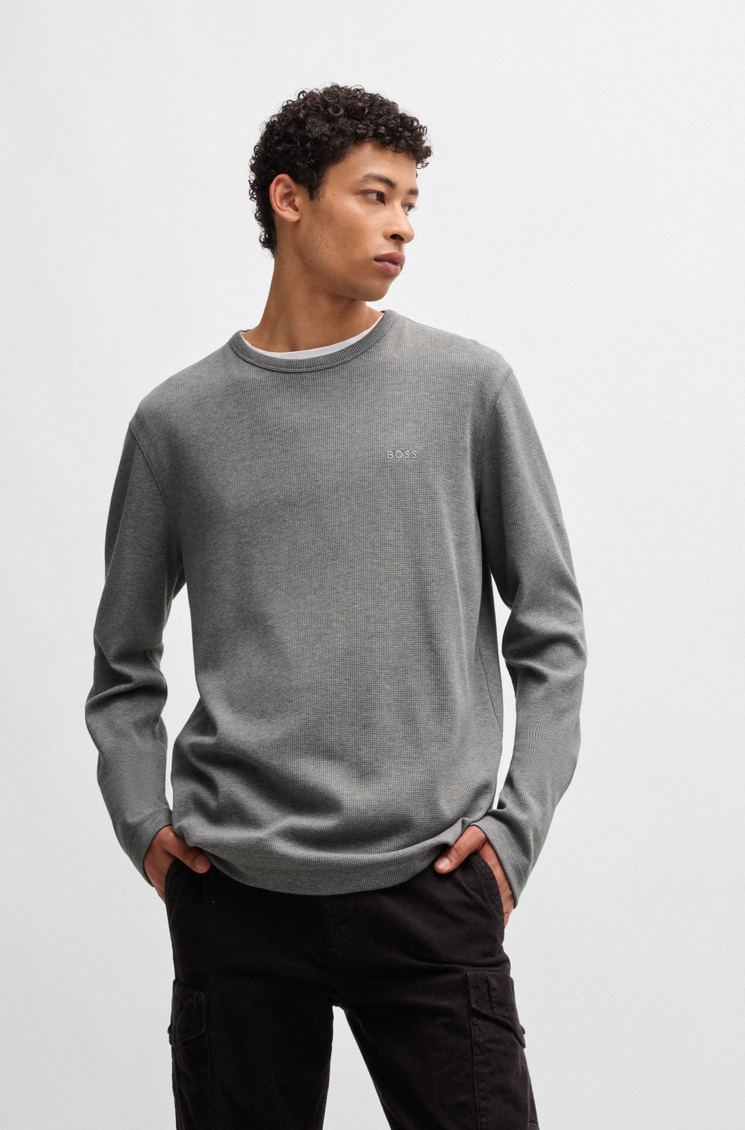 BOSS T-Shirts Regular Fit in Cotton Mix - TEMPESTO 10262290 01-50520725- Concorde Fashion#color_grey-051