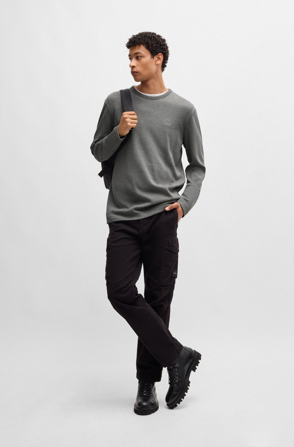 BOSS T-Shirts Regular Fit in Cotton Mix - TEMPESTO 10262290 01-50520725- Concorde Fashion#color_grey-051