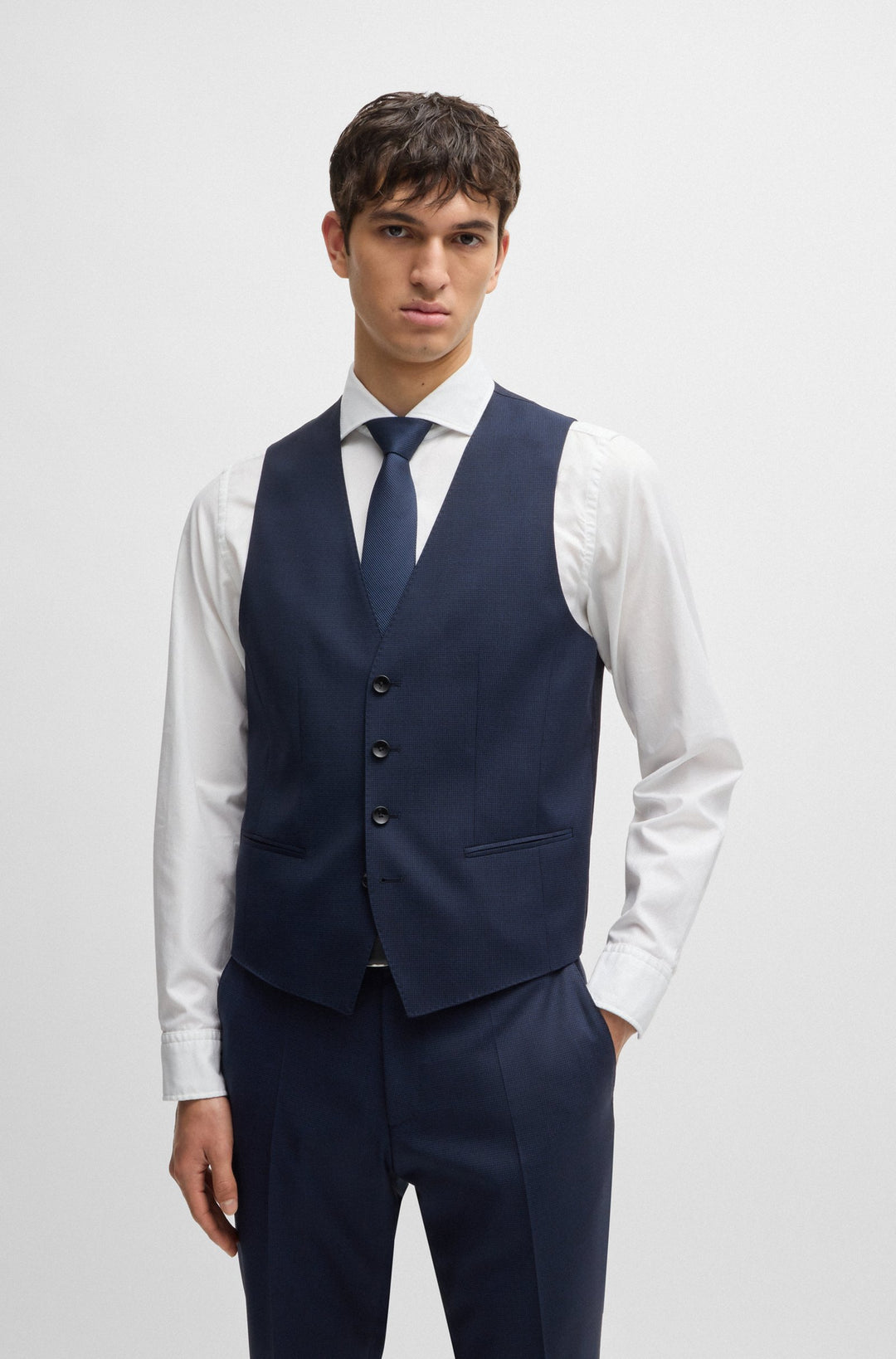 BOSS Suits Slim Fit in Wool Mix - H-HUGE-3PCS-232 10262370 01-50521660- Concorde Fashion#color_navy-404