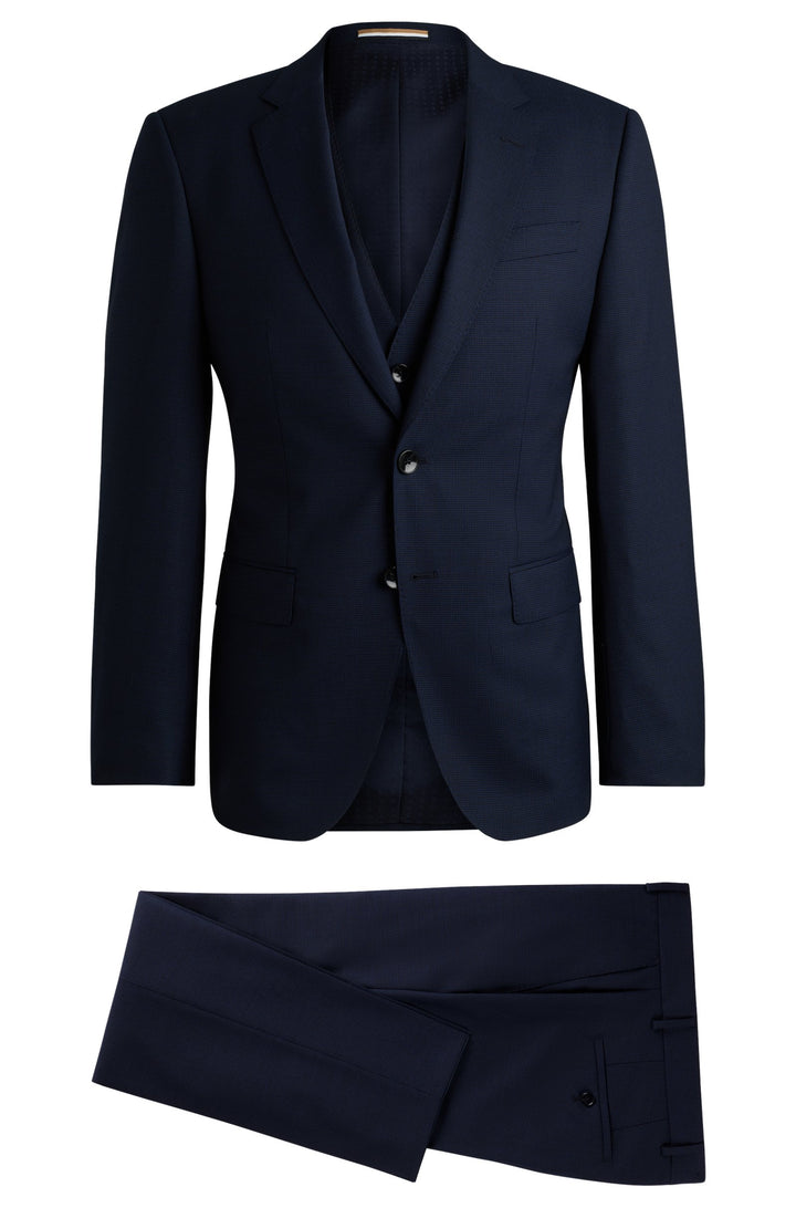 BOSS Suits Slim Fit in Wool Mix - H-HUGE-3PCS-232 10262370 01-50521660- Concorde Fashion#color_navy-404