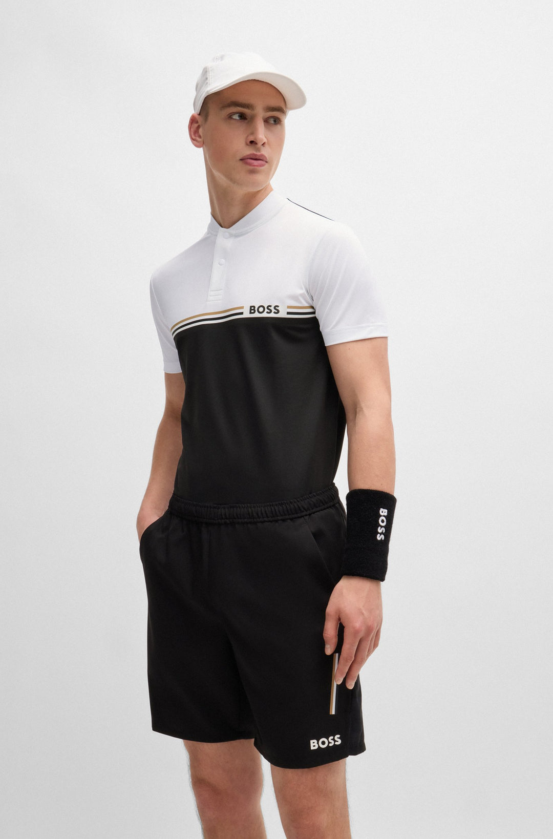 BOSS Polos Slim Fit in Polyester Mix - PARIQ MB 6 10262417 01-50519864- Concorde Fashion#color_black-001