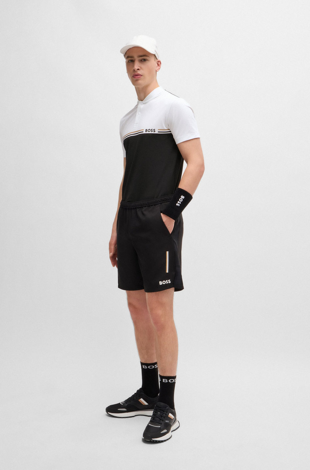 BOSS Polos Slim Fit in Polyester Mix - PARIQ MB 6 10262417 01-50519864- Concorde Fashion#color_black-001