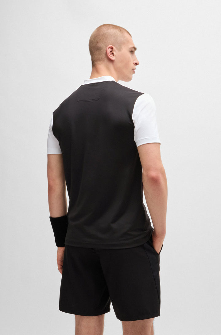 BOSS Polos Slim Fit in Polyester Mix - PARIQ MB 6 10262417 01-50519864- Concorde Fashion#color_black-001