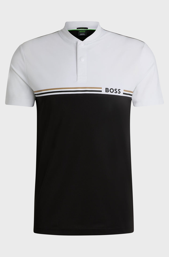 BOSS Polos Slim Fit in Polyester Mix - PARIQ MB 6 10262417 01-50519864- Concorde Fashion#color_black-001