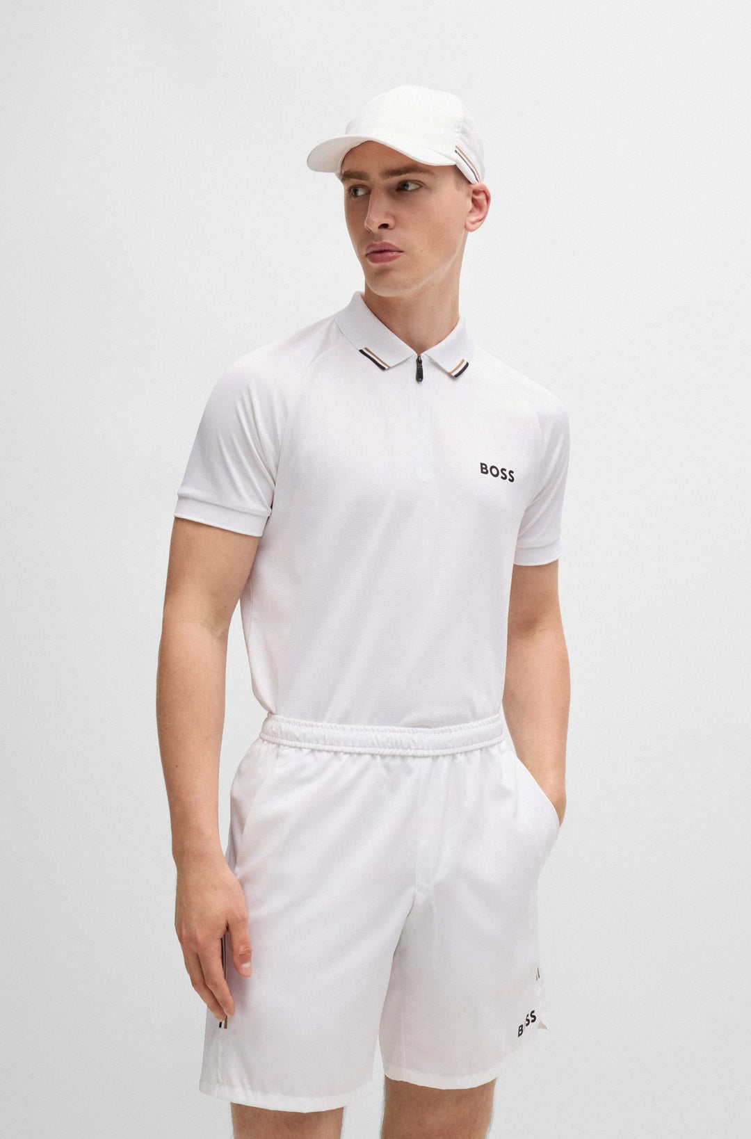 BOSS Polos Slim Fit in Polyester Mix - PHILIX MB 3 10262427 01-50519863- Concorde Fashion#color_white-100