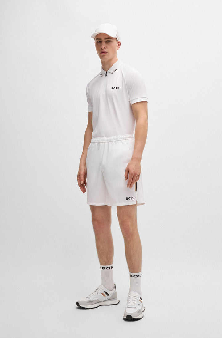 BOSS Polos Slim Fit in Polyester Mix - PHILIX MB 3 10262427 01-50519863- Concorde Fashion#color_white-100