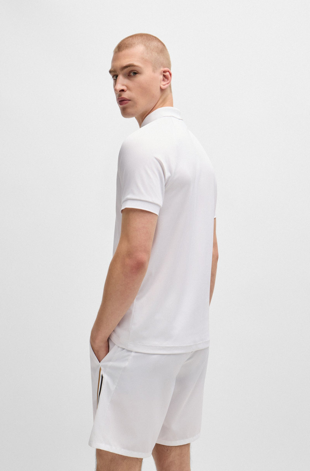 BOSS Polos Slim Fit in Polyester Mix - PHILIX MB 3 10262427 01-50519863- Concorde Fashion#color_white-100