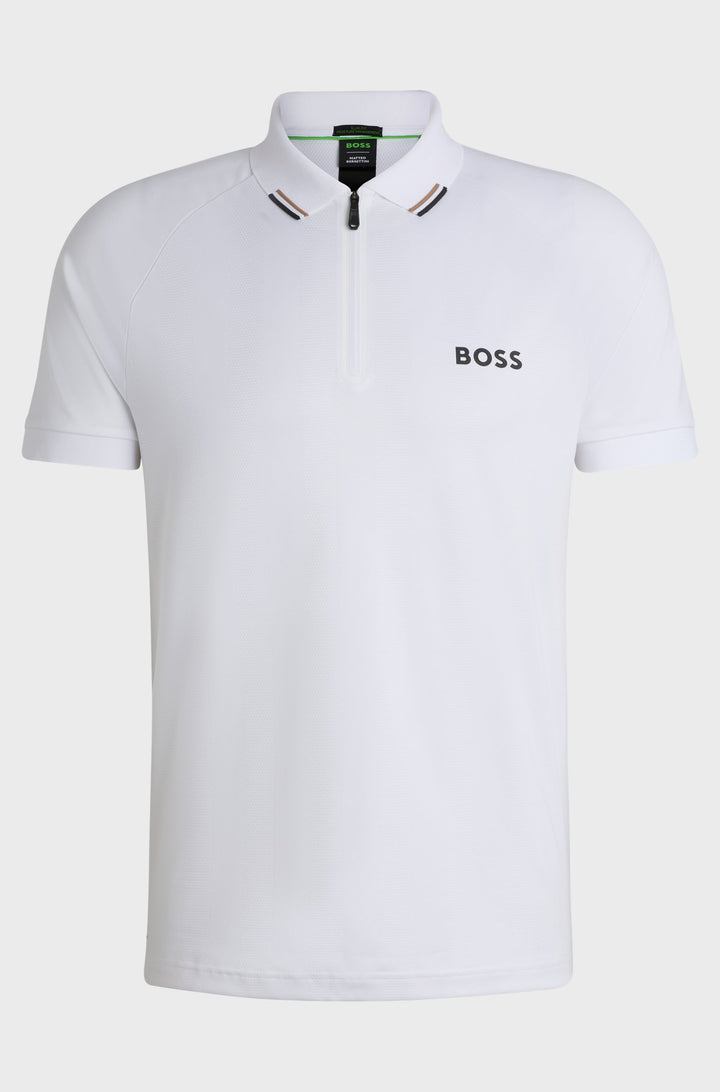 BOSS Polos Slim Fit in Polyester Mix - PHILIX MB 3 10262427 01-50519863- Concorde Fashion#color_white-100