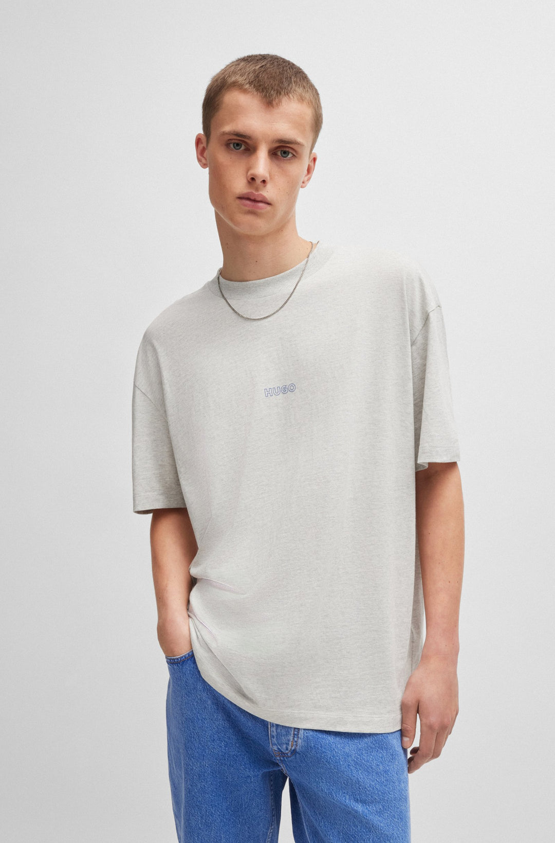HUGO T-Shirts Loose Fit in Cotton - NOUVERES 10262441 01-50516996- Concorde Fashion#color_grey-082