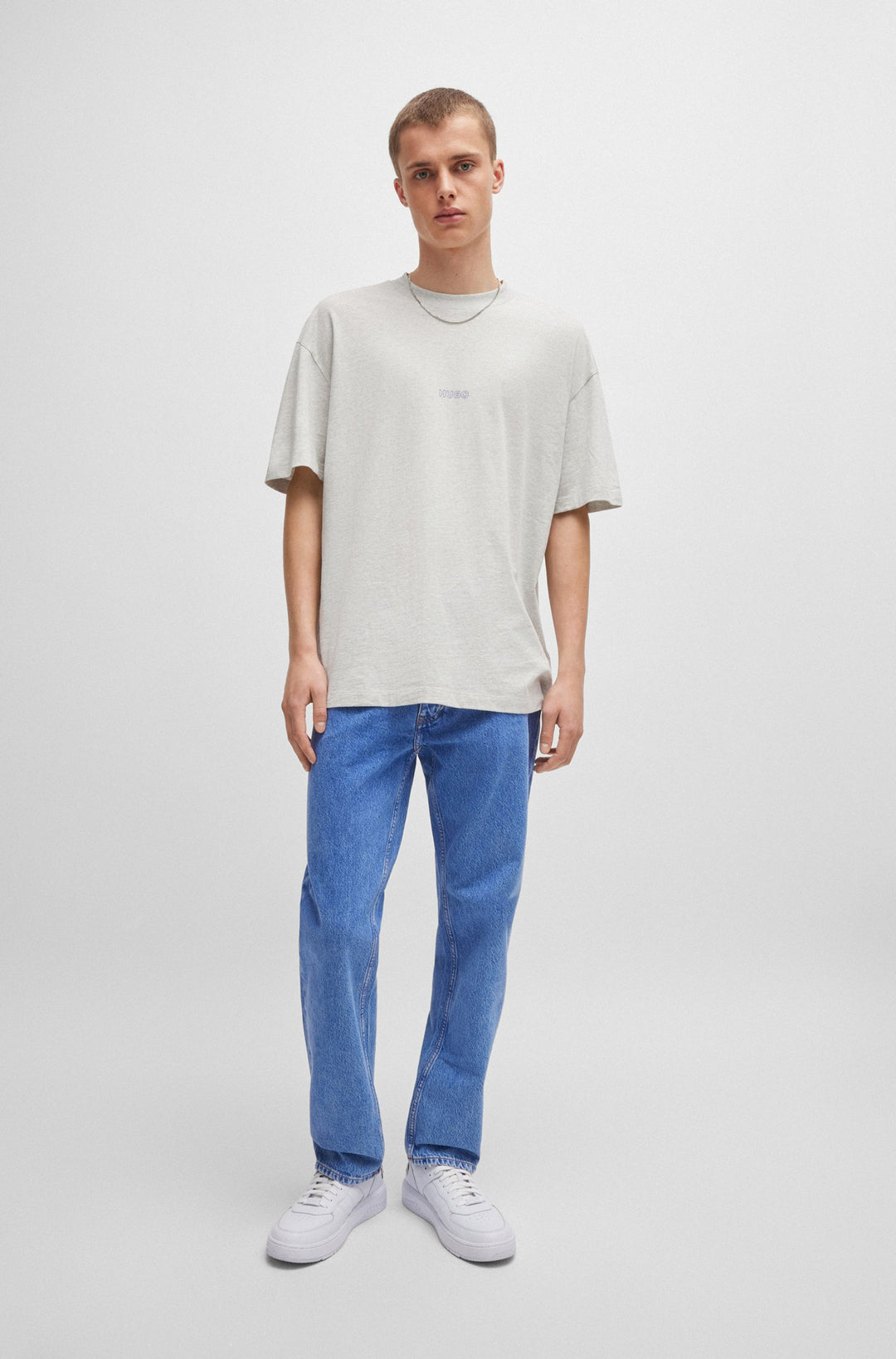 HUGO T-Shirts Loose Fit in Cotton - NOUVERES 10262441 01-50516996- Concorde Fashion#color_grey-082
