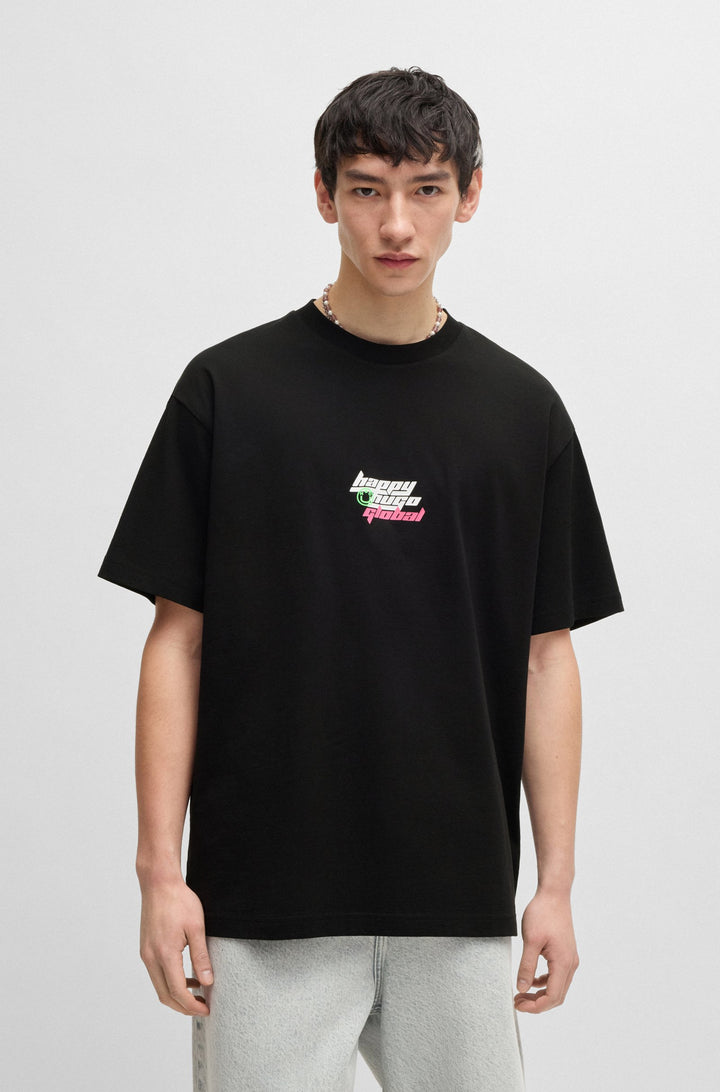 HUGO T-Shirts Oversize Fit in Cotton - NERPERI 10262441 01-50536122- Concorde Fashion#color_black-001
