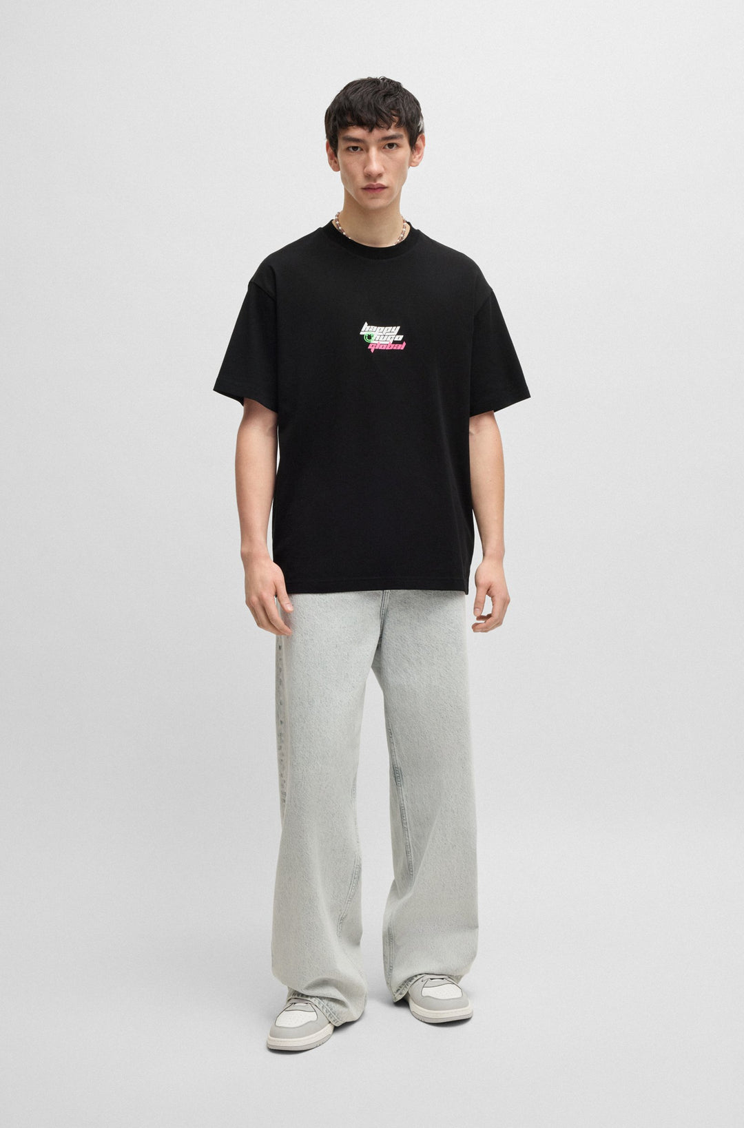 HUGO T-Shirts Oversize Fit in Cotton - NERPERI 10262441 01-50536122- Concorde Fashion#color_black-001
