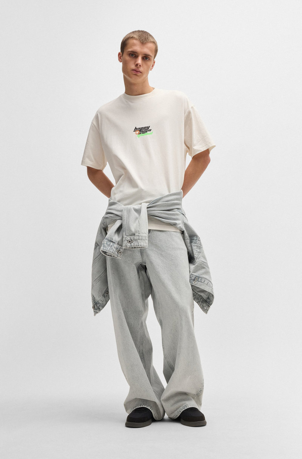 HUGO T-Shirts Oversize Fit in Cotton - NERPERI 10262441 01-50536122- Concorde Fashion#color_white-121