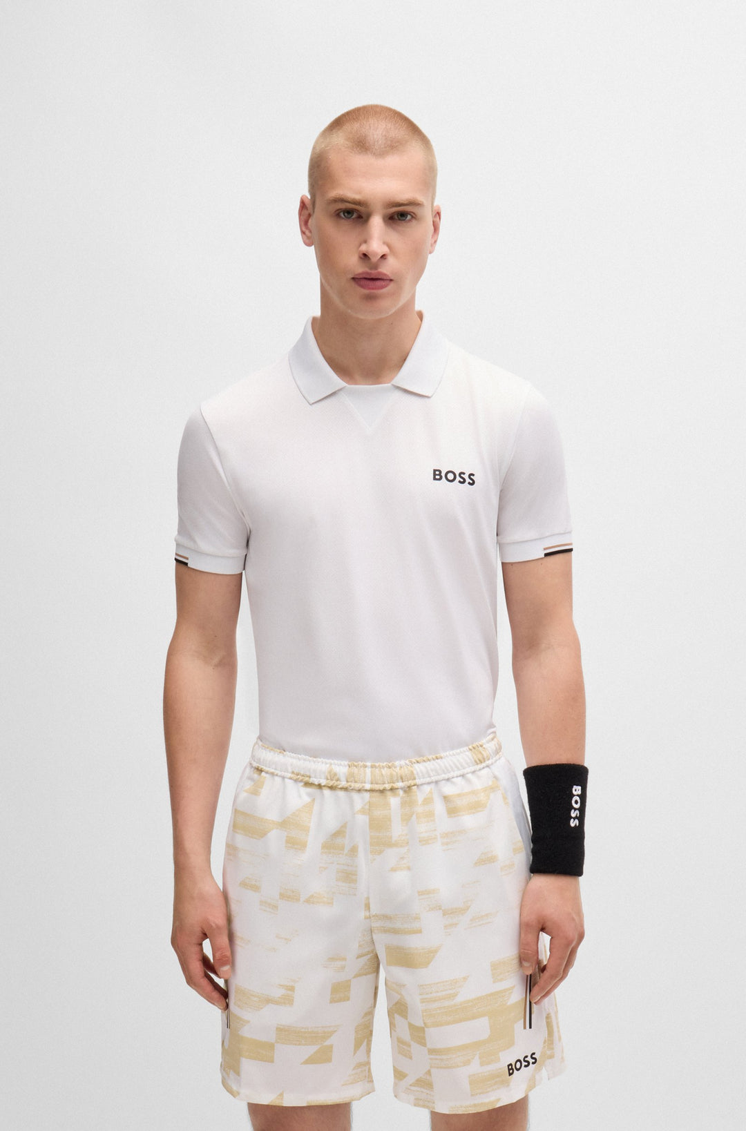 BOSS Polos Slim Fit in Polyester Mix - PALLE MB 1 10262443 01-50519829- Concorde Fashion#color_white-100