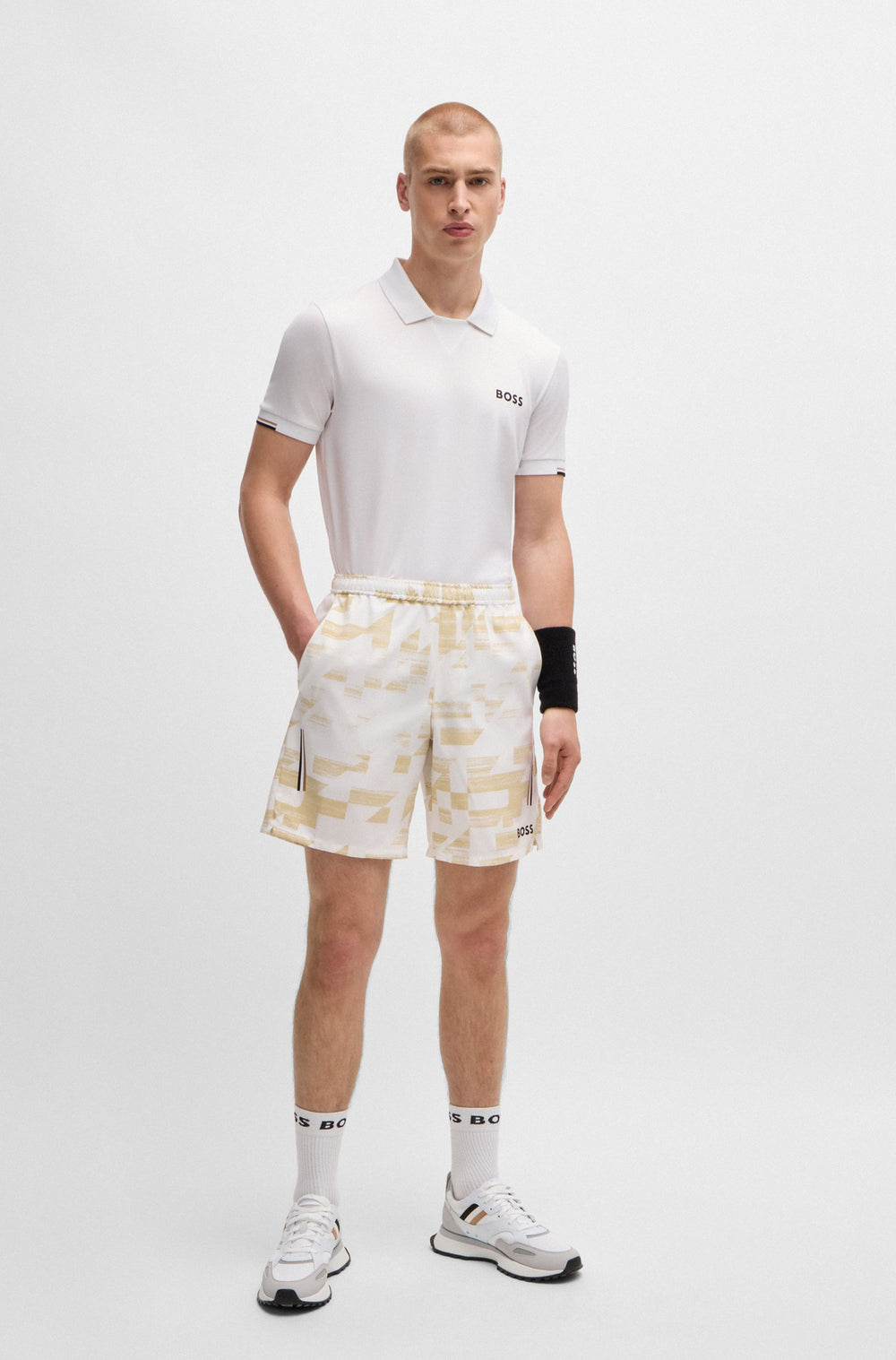BOSS Polos Slim Fit in Polyester Mix - PALLE MB 1 10262443 01-50519829- Concorde Fashion#color_white-100