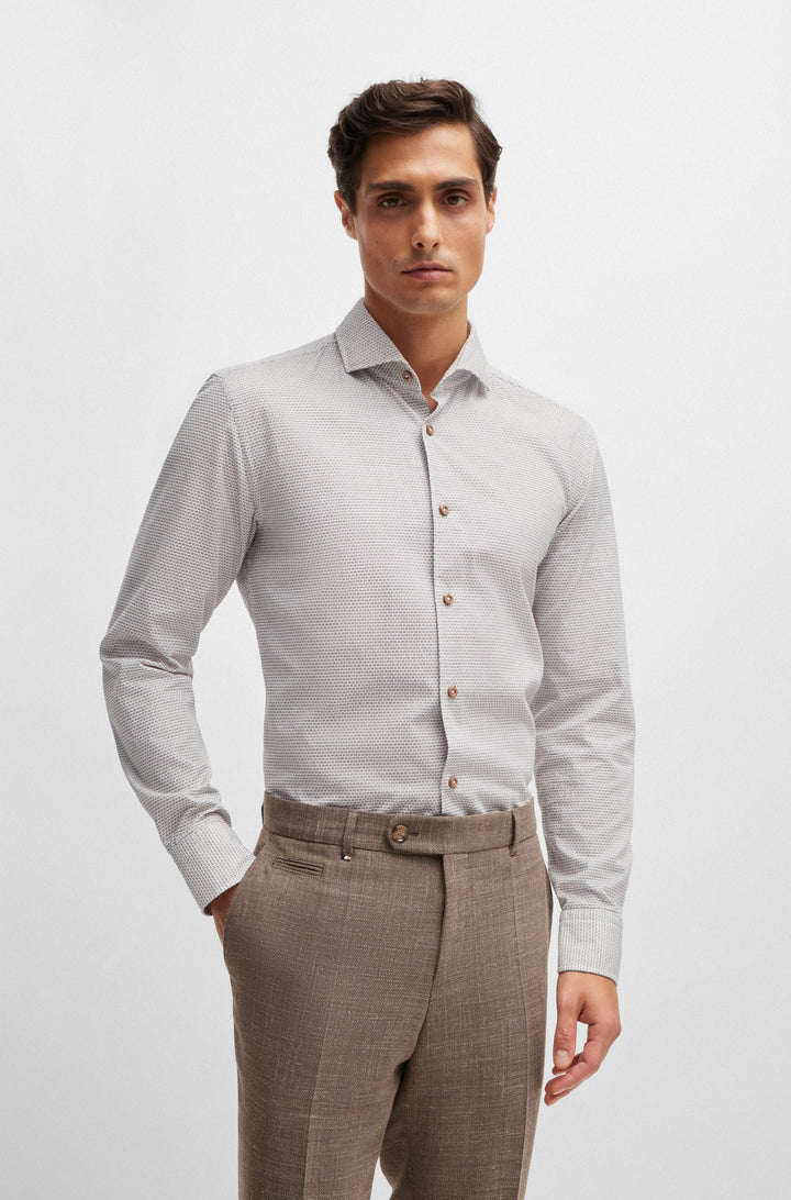 BOSS Casual Shirts Casual Fit in Cotton - C-HAL-SPREAD-C1-233 10262446 01-50521187- Concorde Fashion#color_beige-260