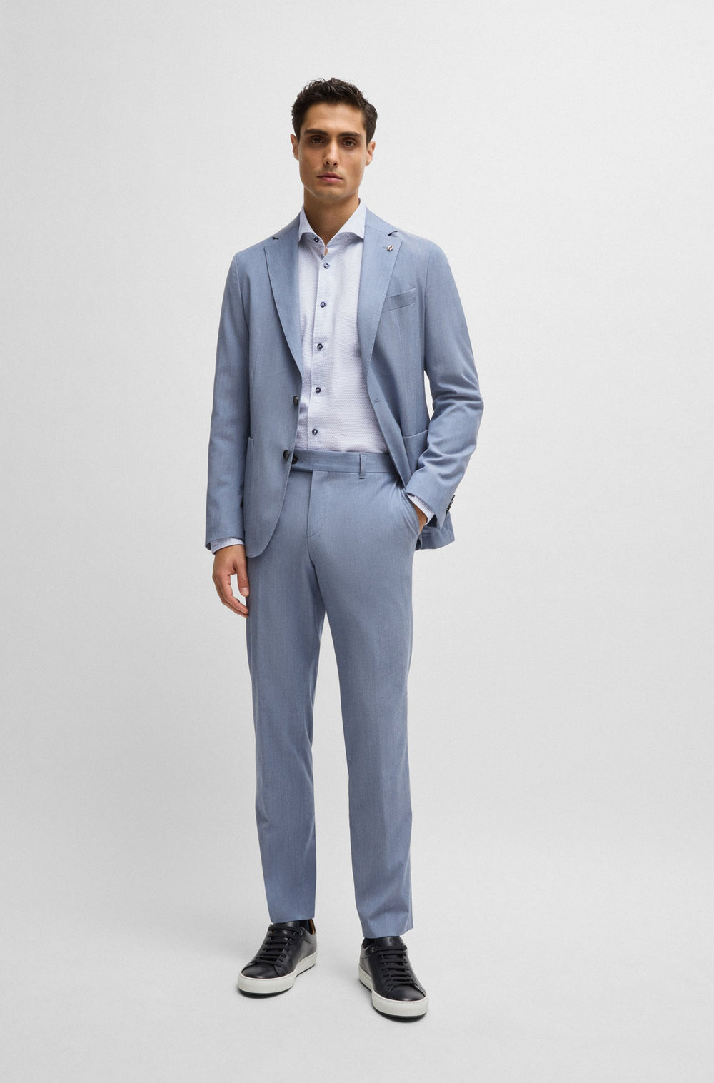 BOSS Casual Shirts Casual Fit in Cotton - C-HAL-SPREAD-C1-233 10262446 01-50521187- Concorde Fashion#color_blue-490