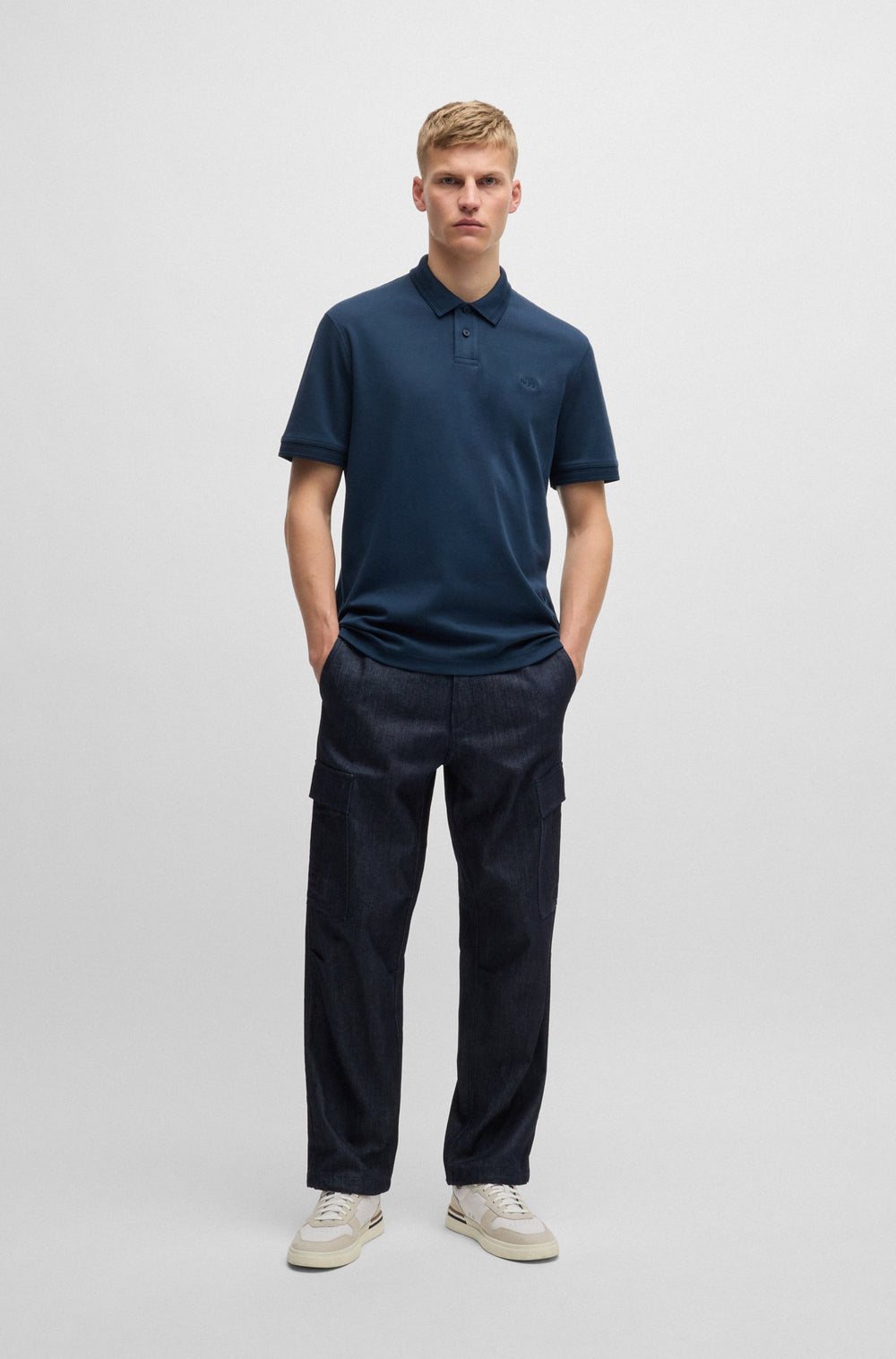 BOSS Polos Regular Fit in Cotton - PE_INTERLOCK 10262456 01-50520109- Concorde Fashion#color_blue-464