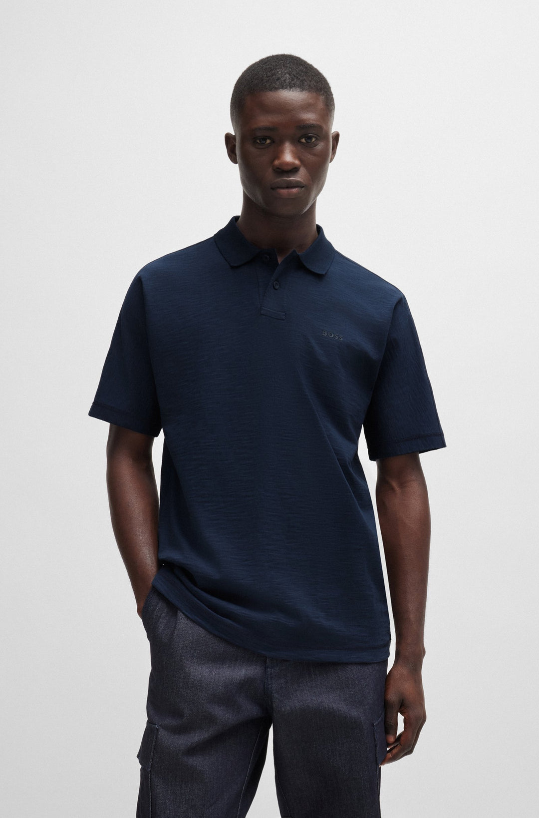 BOSS Polos Regular Fit in Cotton - PEDENIM 10262458 01-50522475- Concorde Fashion#color_blue-482