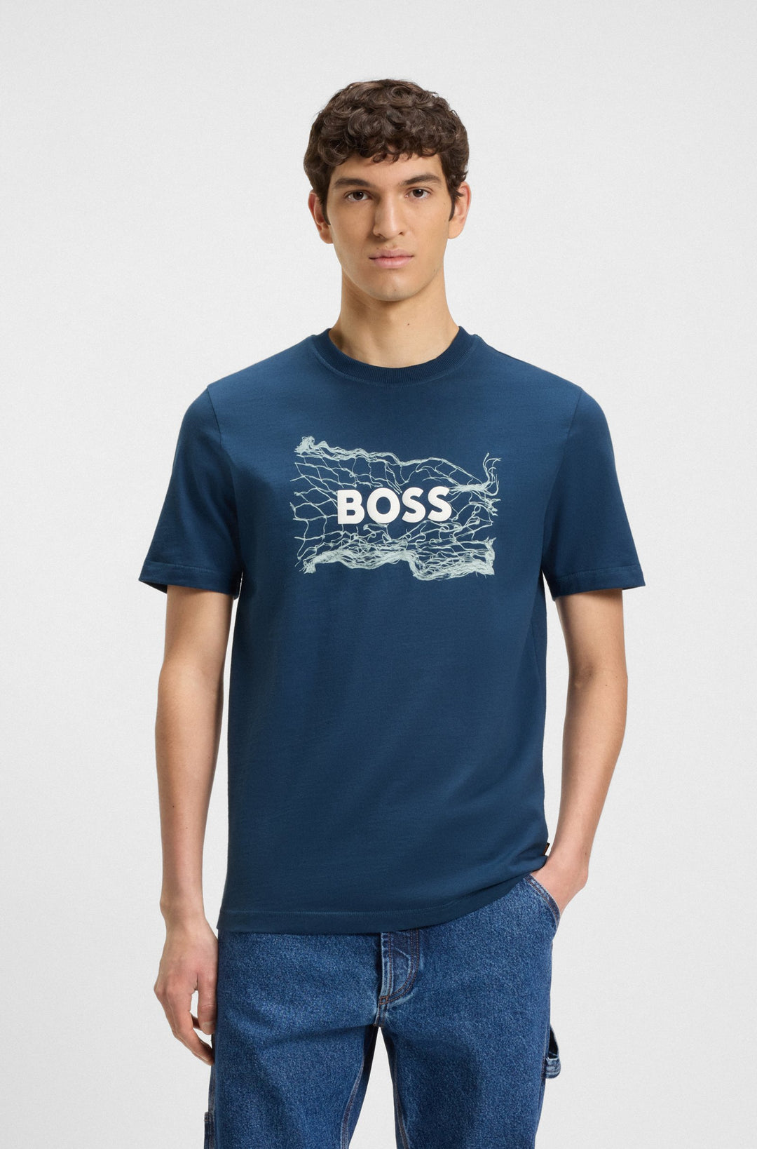 BOSS T-Shirts Regular Fit in Cotton - TE_LOGOSPACE 10262477 01-50539186- Concorde Fashion#color_blue-466