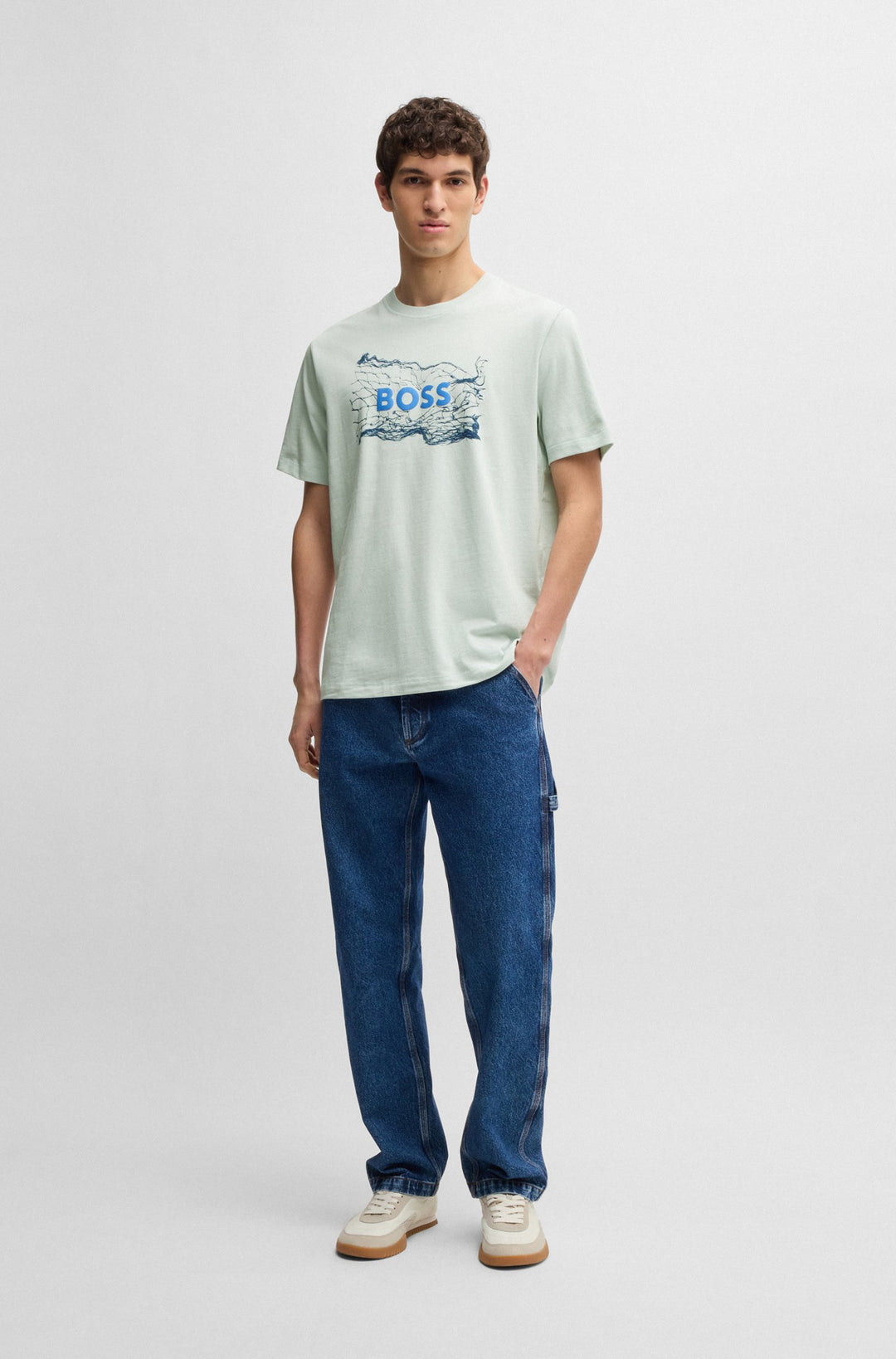BOSS T-Shirts Regular Fit in Cotton - TE_LOGOSPACE 10262477 01-50539186- Concorde Fashion#color_blue-474