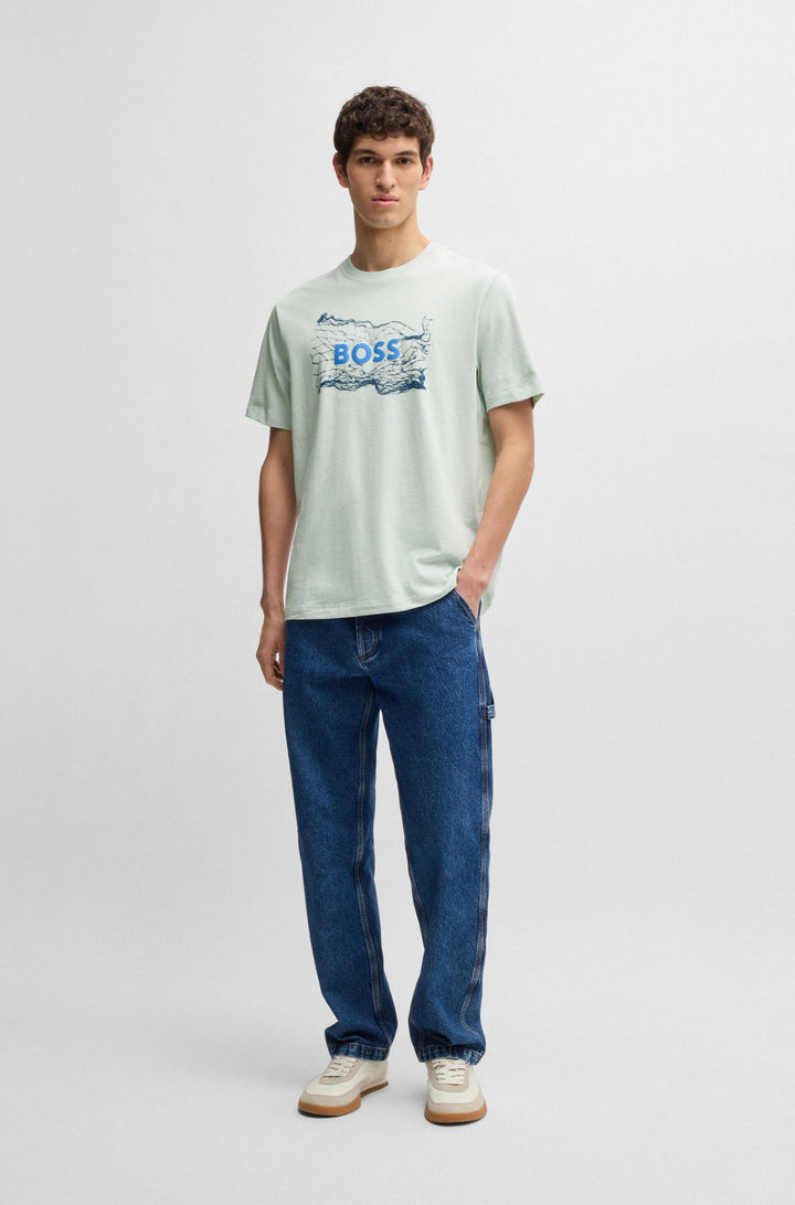 BOSS T-Shirts Regular Fit in Cotton - TE_LOGOSPACE 10262477 01-50539186- Concorde Fashion#color_blue-474