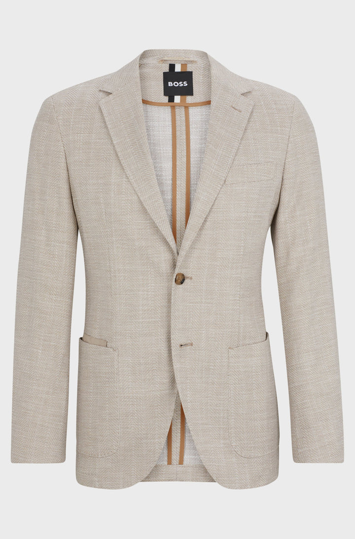 BOSS Blazers Regular Fit in Cotton Mix - C-JAYE-ELBOW-242 10262481 01-50521495- Concorde Fashion#color_beige-270