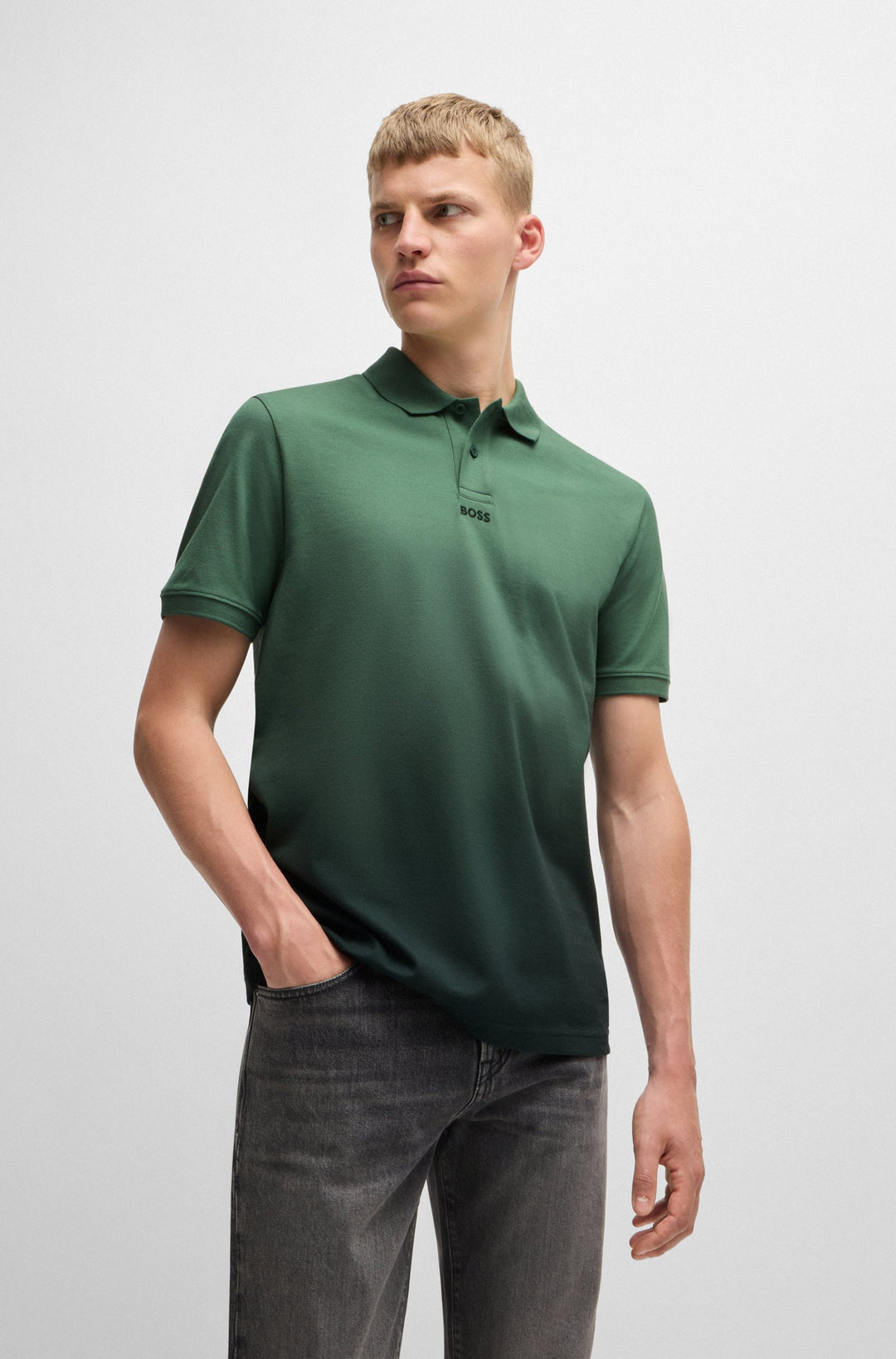 BOSS Polos Regular Fit in Cotton - PE_GRADIENT 10262523 01-50519193- Concorde Fashion#color_green-341
