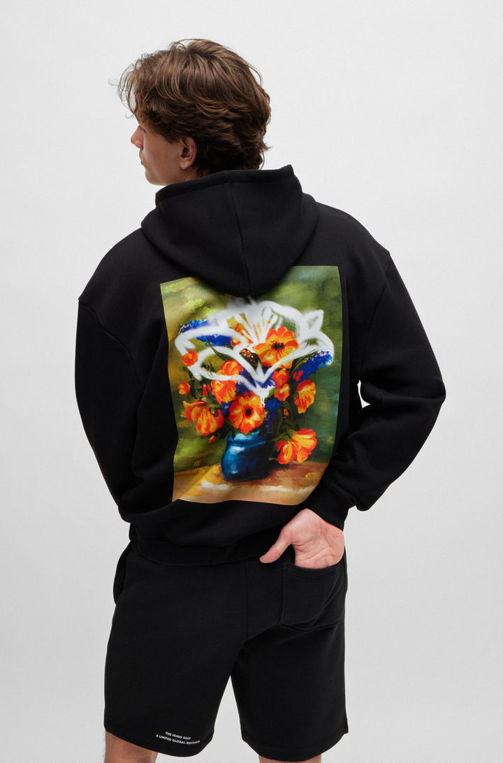 HUGO Hoodies Oversize Fit in Cotton Mix - DIBLOSSOMY 10262601 01-50517408- Concorde Fashion#color_black-001