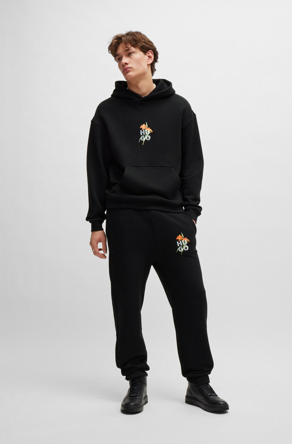 HUGO Jogging Pants Relaxed Fit in Cotton Mix - DIBLOSSYTRO 10262601 01-50517431- Concorde Fashion#color_black-001