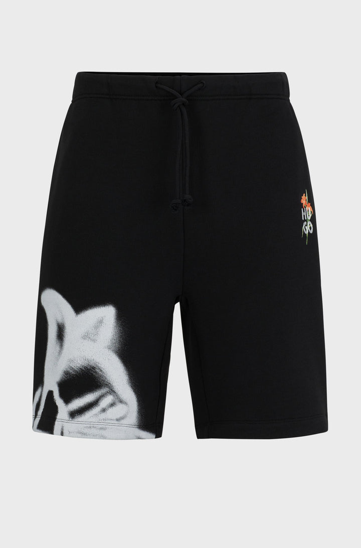 HUGO Shorts Relaxed Fit in Cotton Mix - DIFLOWOS 10262601 01-50517824- Concorde Fashion#color_black-001