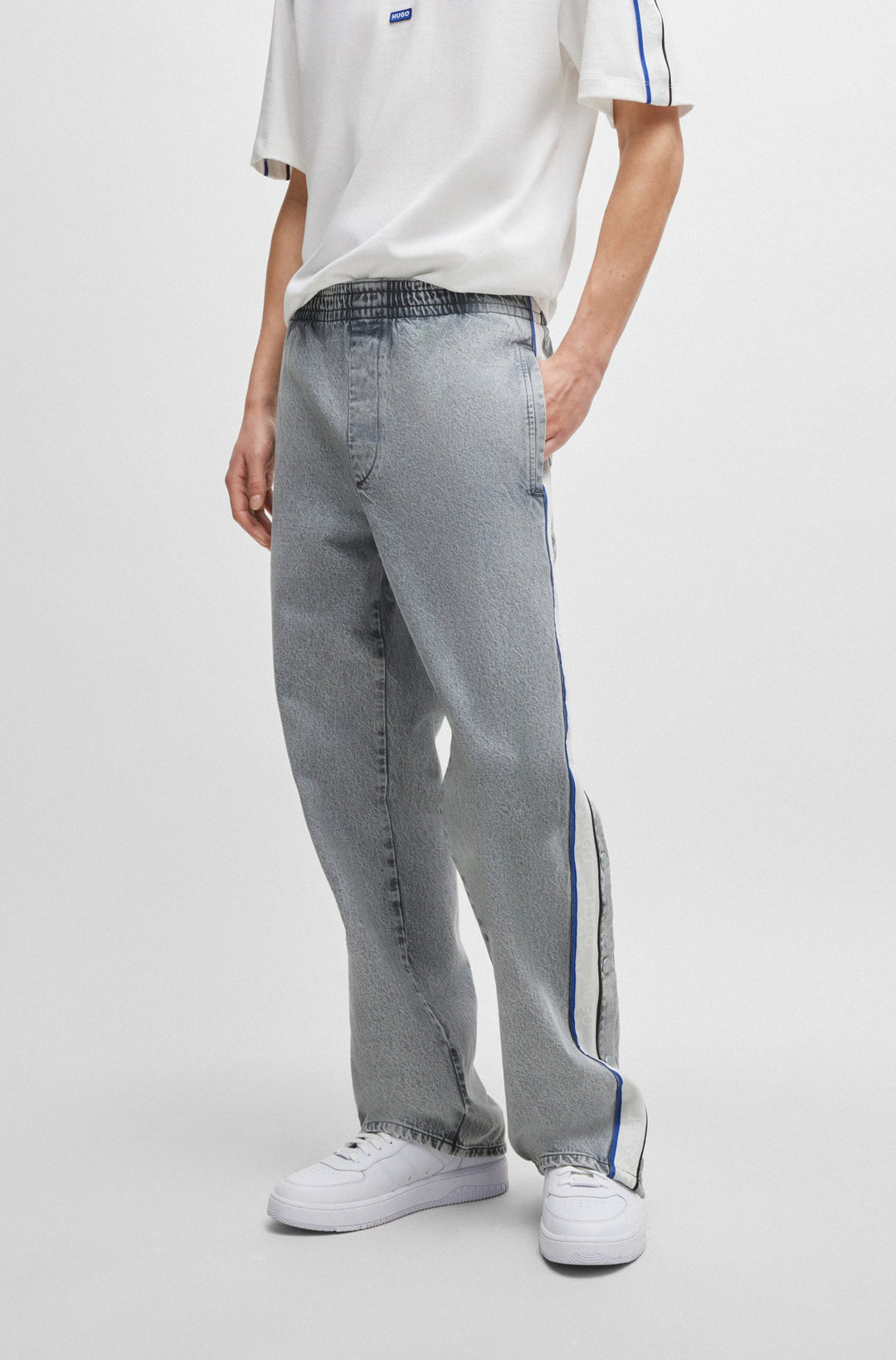 HUGO Jeans Relaxed Fit in Cotton Mix - SOPRANO PANTS 10262697 01-50518546- Concorde Fashion#color_grey-035