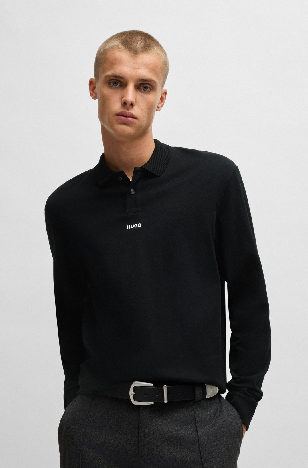 HUGO Polos Relaxed Fit in Cotton - DERRYO 10262710 01-50528358- Concorde Fashion#color_black-001